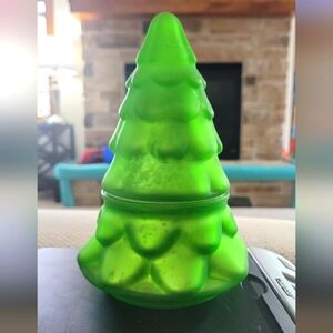 New 7.6 oz Frosted light green Mercury Glass Tree Candle Frosted Cranberry SDS